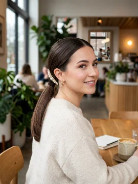 Low Ponytail With a Clip Accent
