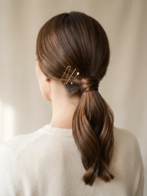 Low Ponytail with Hair Pins