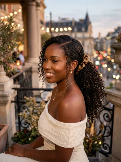 Low Side Ponytail With Defined Curls