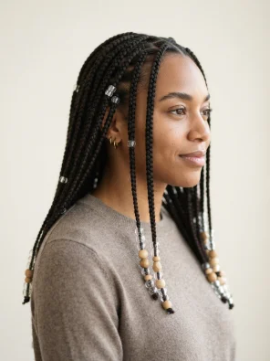 Medium Knotless Braids With Beads