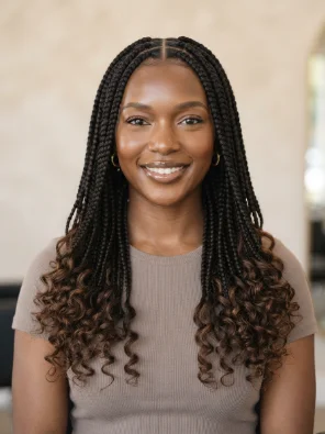 Medium Knotless Braids With Curly Ends