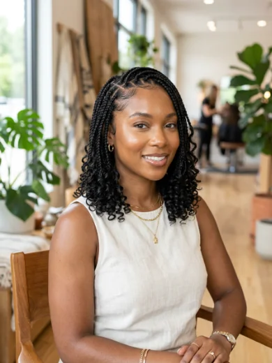 Medium Knotless Braids With Curly Ends