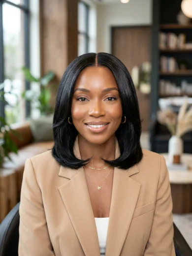 Middle-Part Layered Silk-Press Bob