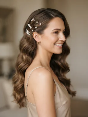 Pearl Pins with Loose Waves