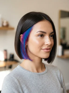 Peekaboo Color Under a Short Bob