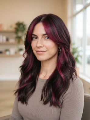 Plum Money Piece With Dark Roots
