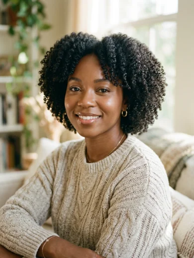 Rounded Coily Layered Bob