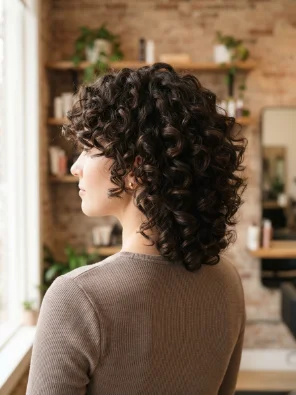 Rounded Curly Shag for Thick Hair