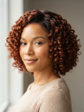 Short Auburn Wig With Defined Ringlets