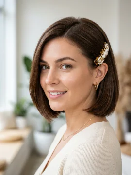 Short Bob Ear Tuck With a Statement Clip
