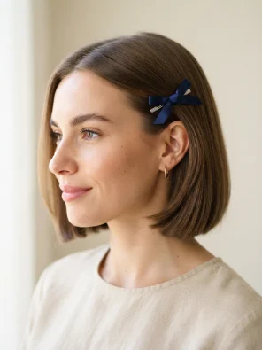 Short Bob With a Side Ribbon Clip