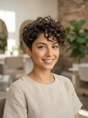Short Curly Pixie With Layers