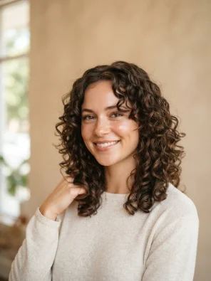 Shoulder-Length Curly Cut With Layers