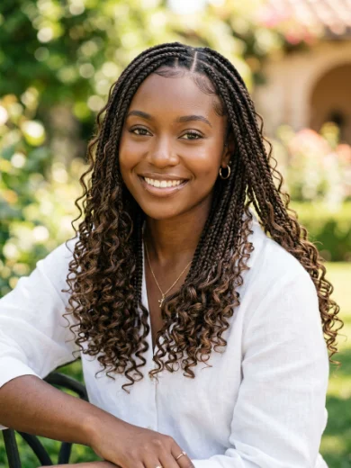 Shoulder-Length Knotless Boho Braids