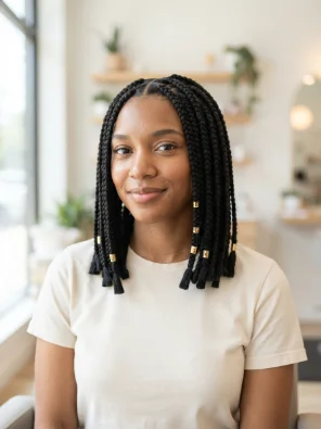 Shoulder-Length Medium Knotless Braids