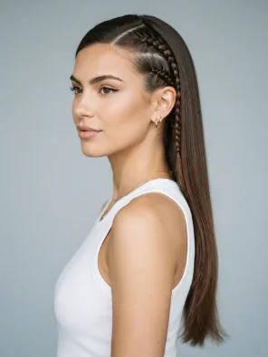 Side Braids With Sleek Straight Hair