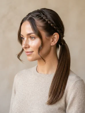 Side Part Braided Ponytail