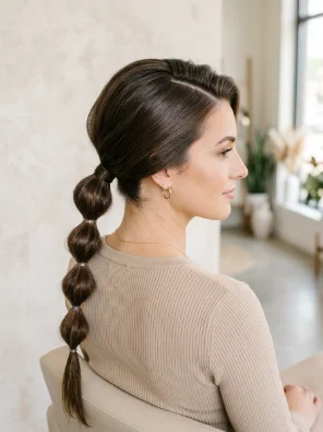 Side-Part Bubble Ponytail