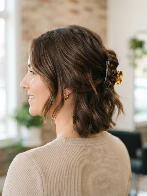 Side-Part Claw Clip Hairstyle