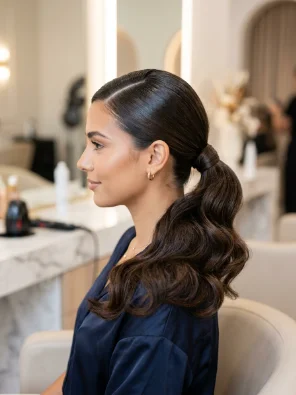 Side-Part Bubble Ponytail