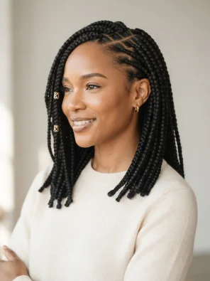 Side-Part Medium Knotless Braids