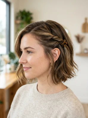 Side-Part Mini Half-Up Style
