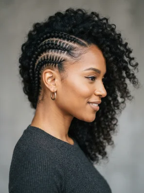 Side Part With Braids and Loose Waves