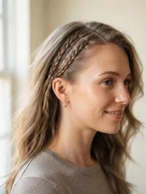 Side Part With Three Mini Braids