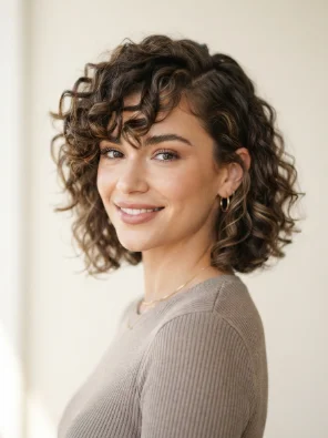 Side-Parted Curly Shag