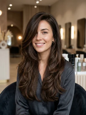 Side-Parted Long Shag Without Fringe