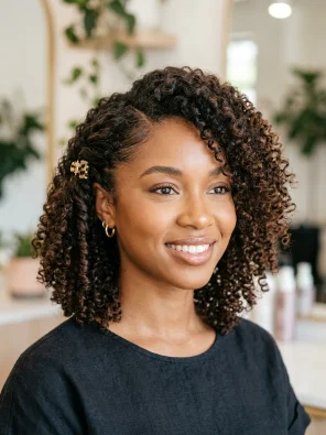 Side-Swept Curly Clip Style