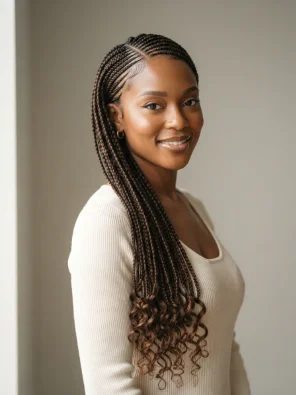 Side-Swept Knotless Braids