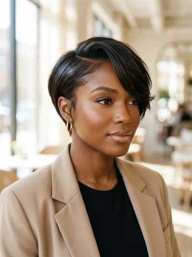 Side-Swept Long Pixie With Soft Layers