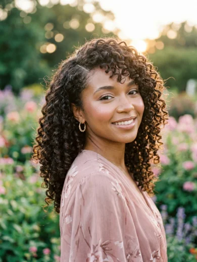 Side-Swept Ringlets With Curly Bangs
