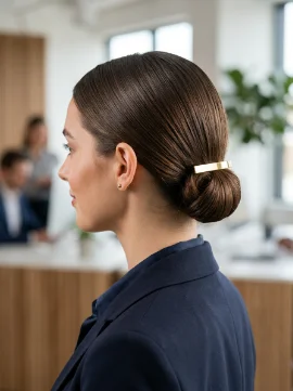 Sleek Low Bun With a Rectangle Barrette

