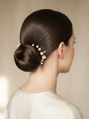 Sleek Low Bun with Hair Pins