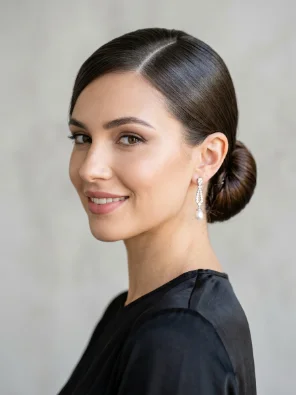 Sleek Side-Part Low Bun
