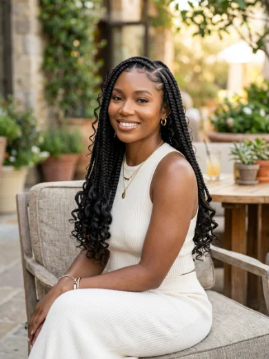 Small Knotless Boho Braids With Loose Curls