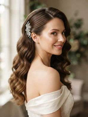 Soft Curls with Rhinestone Pins