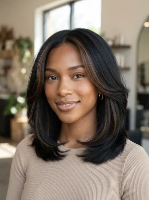 Subtle Brown Face-Framing Highlights