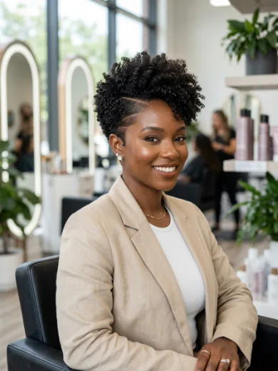 Tapered Curly Crop With a Defined Part