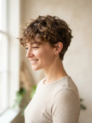 Tousled Pixie Cut for Loose Curls