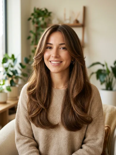 U-Cut Long Layers With Face Framing