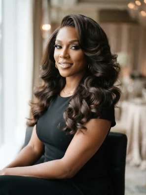 Voluminous Glamour Curls With a Deep Part