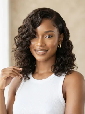 Water-Wave Wig With a Deep Side Part