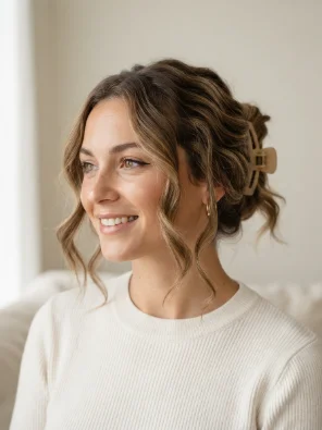 Wavy Claw Clip Hairstyle
