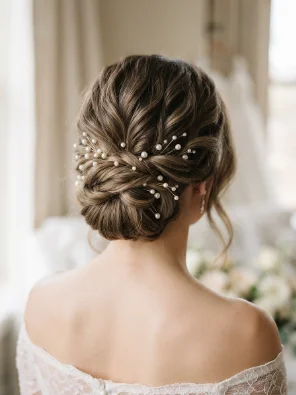 Wedding Updo with Pearl Pins