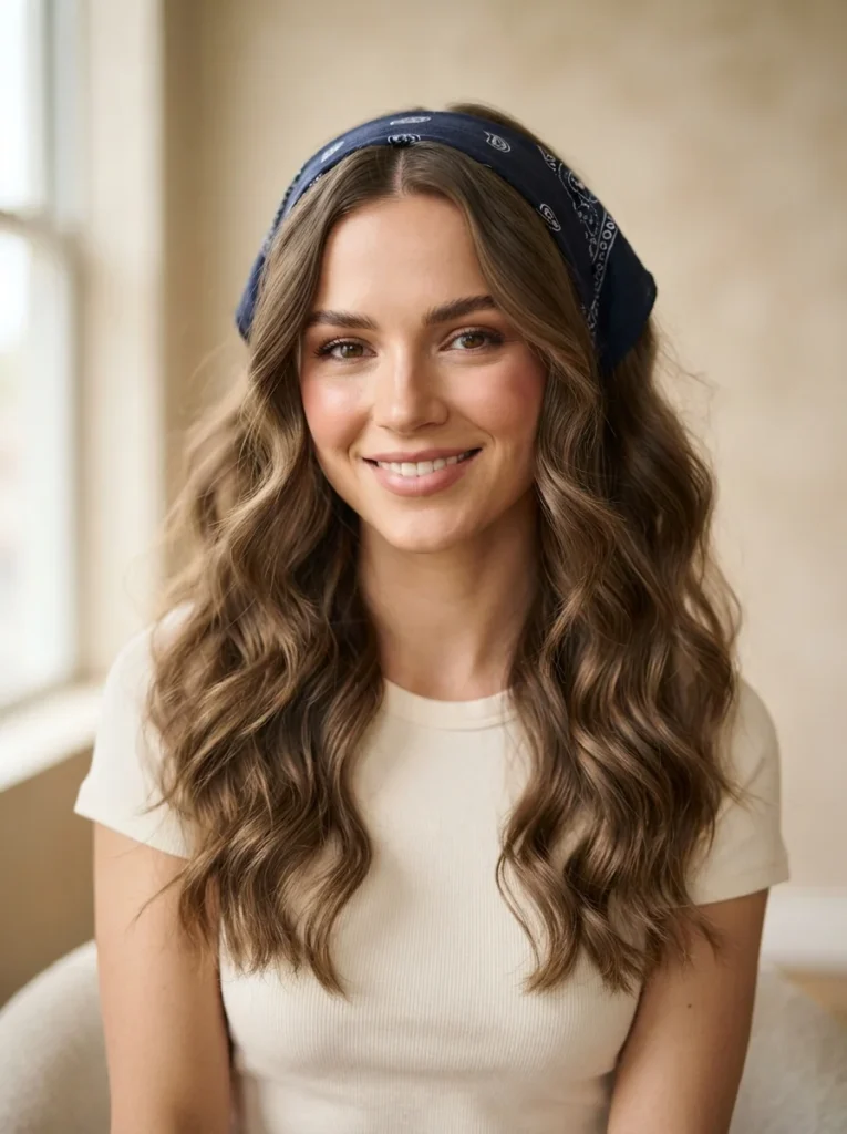 Classic Bandana Headband With Loose Waves