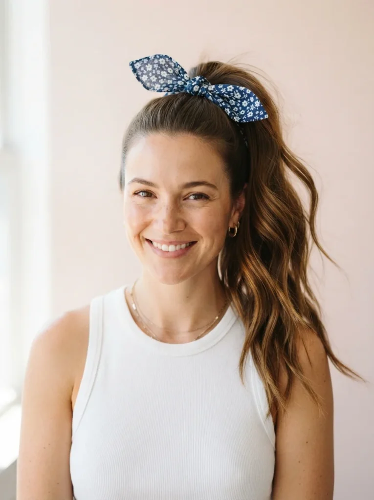 High Ponytail With a Bandana Bow
