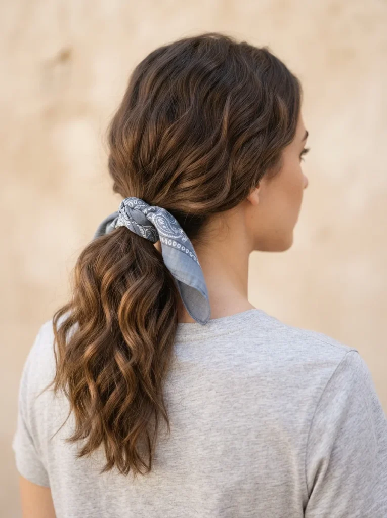 Low Ponytail With a Bandana Knot